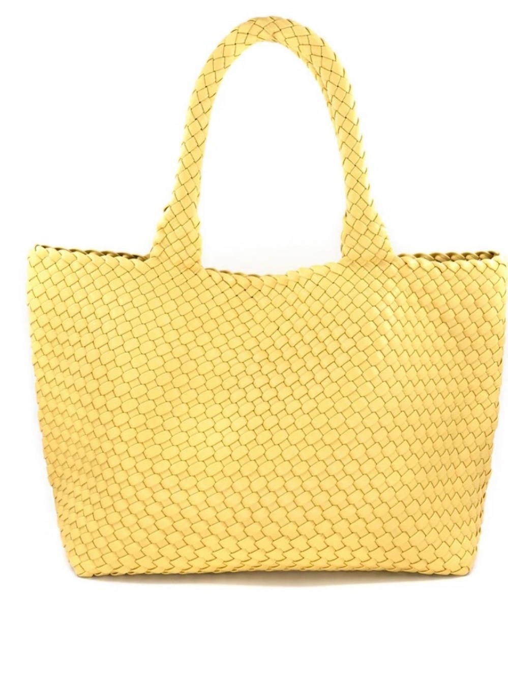 Woven Yellow Tote Bag with Braided Handles